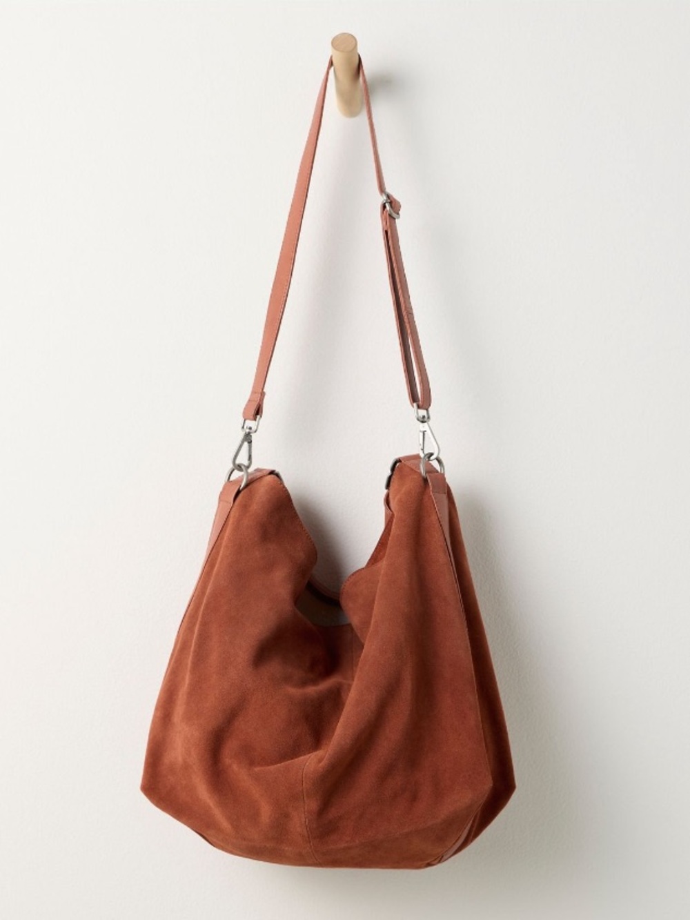 Free People Suzie Suede Slouchy Tote Bag - Between Brown- NWT 100% Leather
